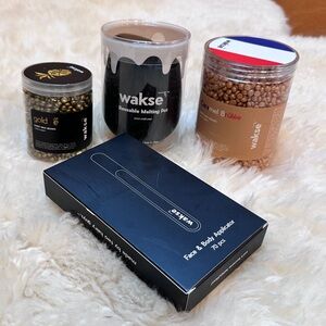Wakse Reusable Melting Pot, Hard Wax Beads + Applicators for Hair Removal